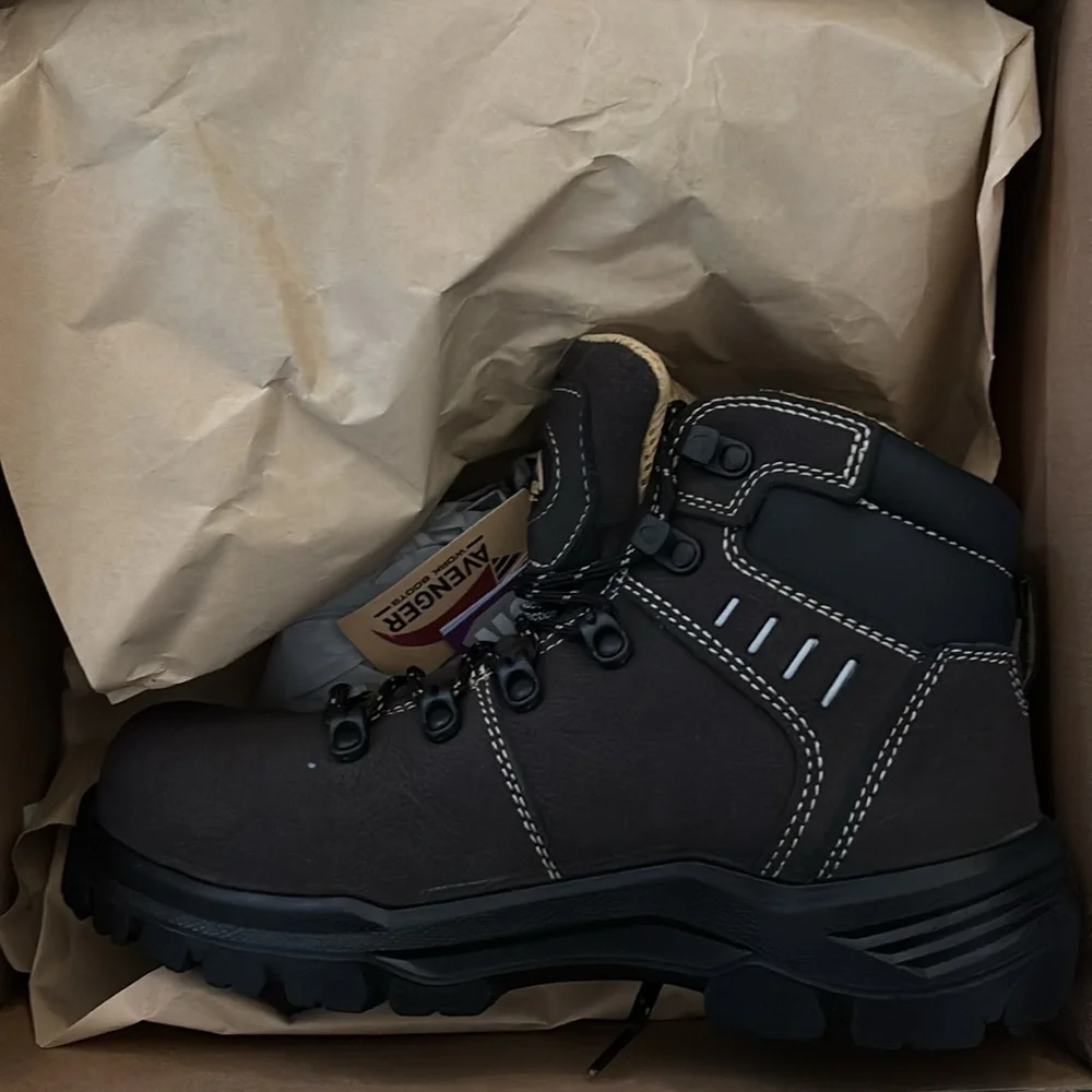 Avenger Brown Leather Boots with Rugged Sole (S01)